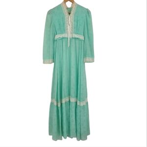 🎉 Helen Tanous 60s/70s Vintage Mint Green Prairie Dress XS fit